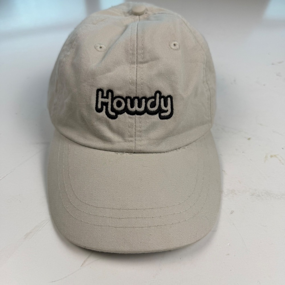 Howdy Baseball Hat Cap Khaki Cotton Dad Hat Leather Strap Eiffel Tower Buckle